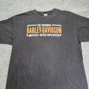 Vintage Harley Davidson Black T-shirt Wabash Valley Hanes Beefy Tee Mens 2XL